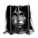 sad girl behind bars tattoo design idea