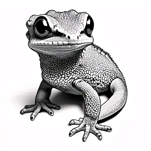 baby crested gecko tattoo design idea