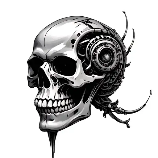 Biomechanical Skull tattoo design idea