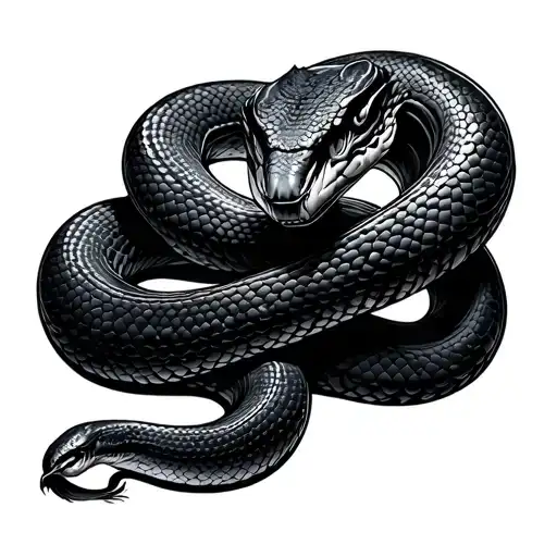 gray black snake slithering down right oblique sensual style tattoo design idea