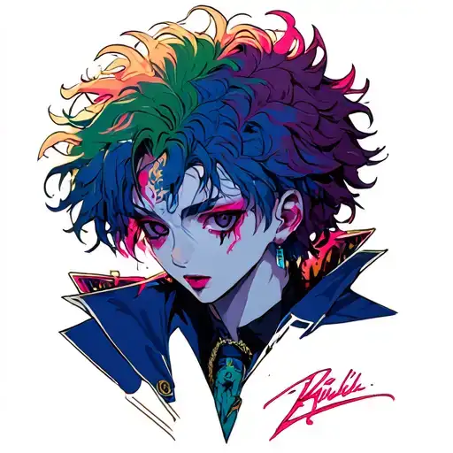 anime hisoka + lil peep crybaby  tattoo design idea