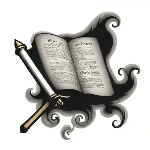 bible quote on scroll across the top tattoo design idea