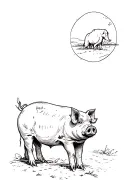 farmer pig tattoo design idea