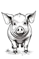 farmer pig tattoo design idea