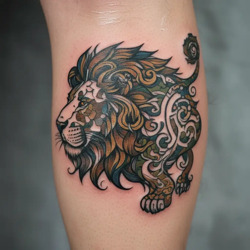 autism puzzle lion tattoo design idea