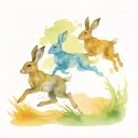 three hare running tattoo design idea