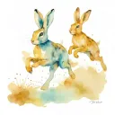 three hare running tattoo design idea