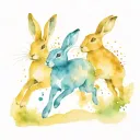 three hare running tattoo design idea