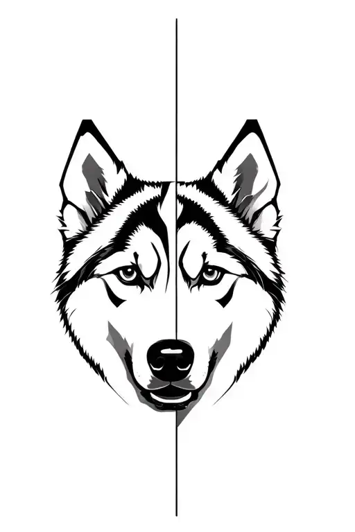 husky face half geometric half realistic tattoo tattoo design idea
