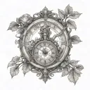 steampunk clock with cross inset with a tree intertwined tattoo design idea