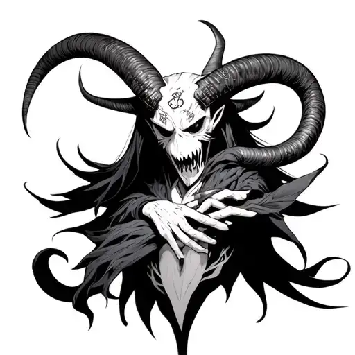 shinigami from naruto with baphomet style tattoo design idea