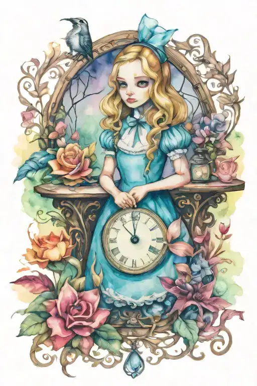 Alice in wonderland+ tim burton style tattoo design idea