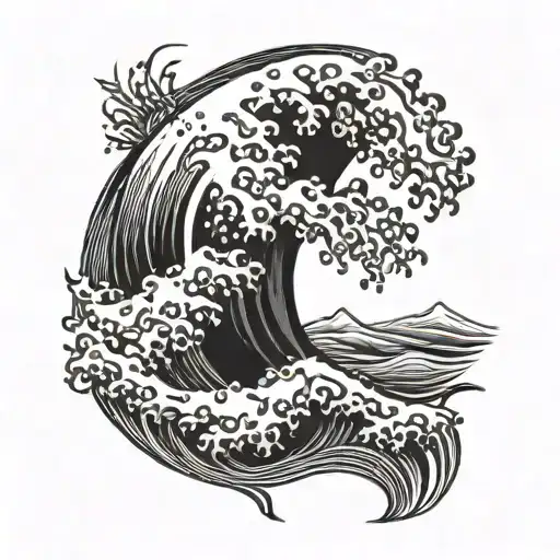 tsunami waves tattoo design idea