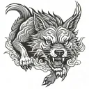 angry wolf jump tattoo design idea