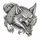 angry wolf jump tattoo design idea