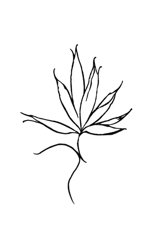 simple line cursive agave into a minimalist bouque at the top on my spine tattoo design idea