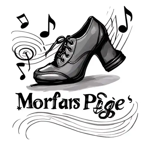 "Morfars Pige" dance shoes and music notes tattoo design idea