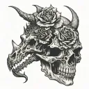 dragon skull with dead roses  tattoo design idea
