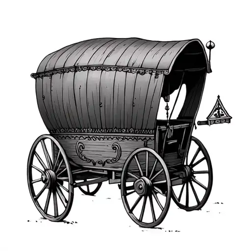 gypsy wagon tattoo design idea
