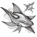 stingray swimming tattoo design idea