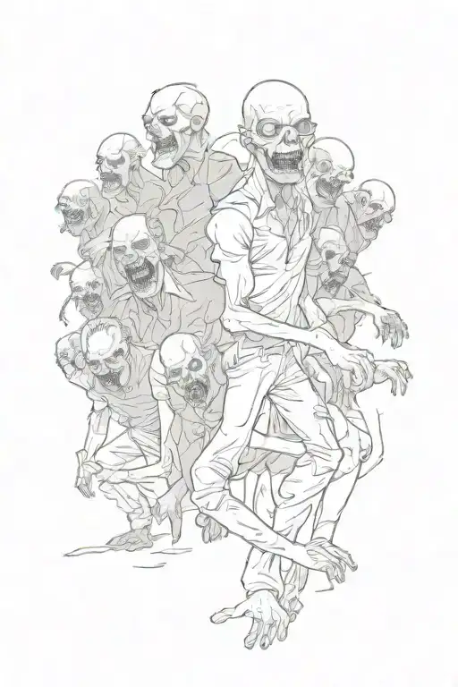 Zombies crawling up the arm sleeve tattoo design idea