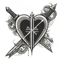 long sword going through a human heart tattoo design idea