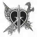 long sword going through a human heart tattoo design idea