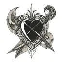 long sword going through a human heart tattoo design idea