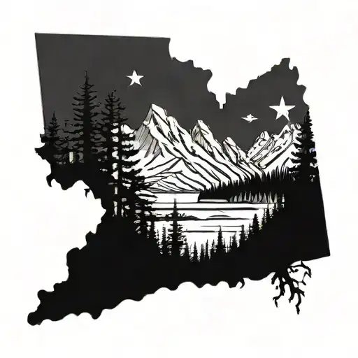 Wyoming mountains and growth, strength and courage  tattoo design idea