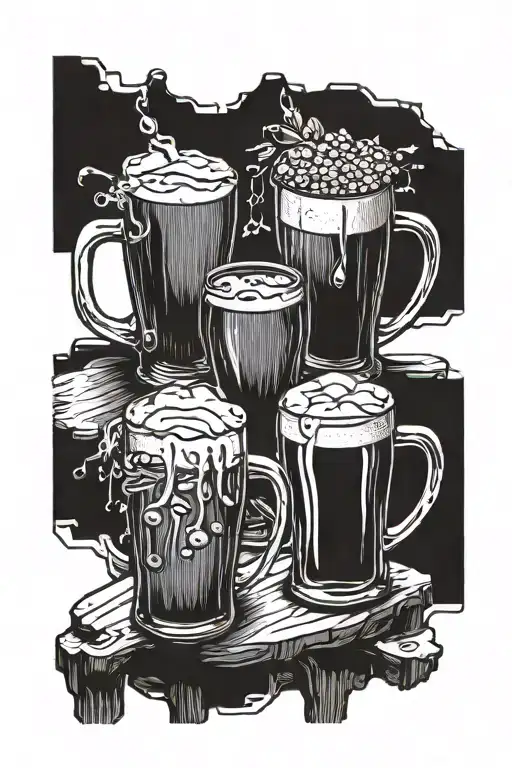 3 wood beer toasting drinks tattoo design idea