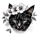 cat nose print with flowers tattoo design idea