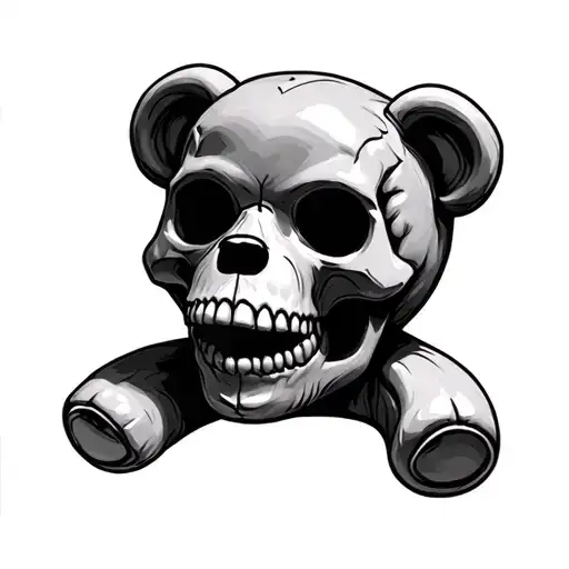 creepy teddy Bear skull tattoo design idea
