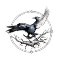 raven and a dove creating a circle tattoo design idea