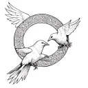 raven and a dove creating a circle tattoo design idea