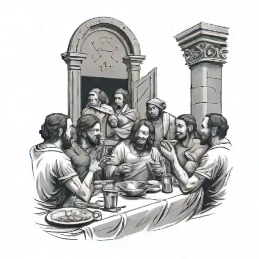 Last supper gun dealer tattoo design idea
