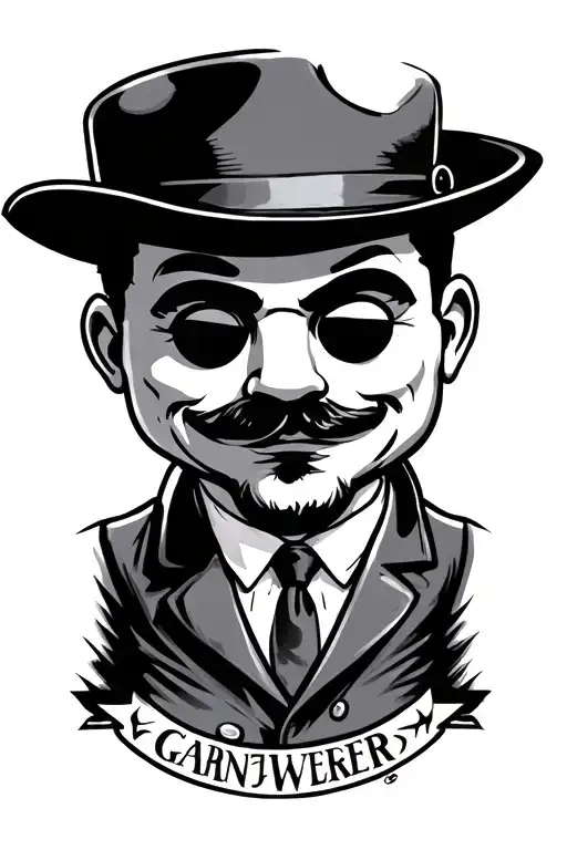 monopoly man gangster cartoon Chicano LA tattoo design idea
