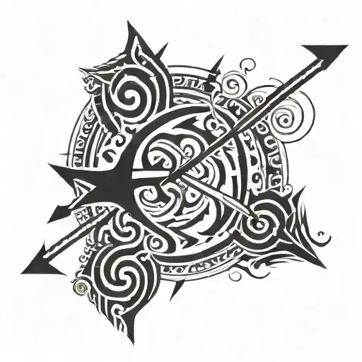 Bow & Arrow shooting tattoo design idea
