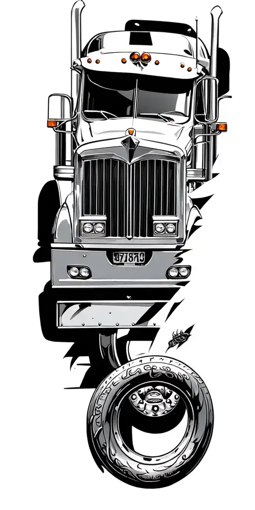 peterbilt trucking lifestyle tattoo design idea