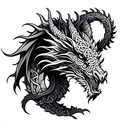 Celtic dragon full sleeve tattoo tattoo design idea