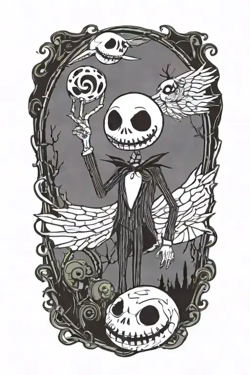 nightmare before Christmas but all crazy and colorful and cool  tattoo design idea