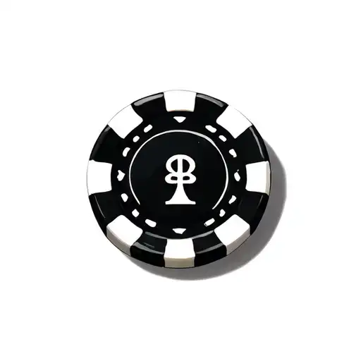 poker chip with bowling pins in the background tattoo design idea