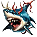 shark and devil trident tattoo design idea