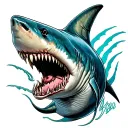 shark and devil trident tattoo design idea