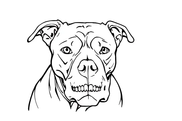 Pitbull dog with skull tattoo design idea