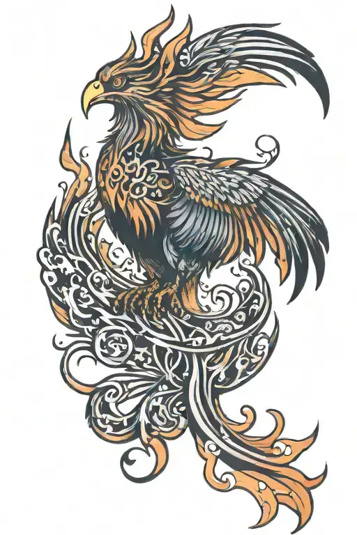 phoenix rising from flames tattoo design idea