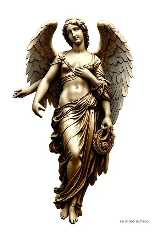 Sao Bento Medal with Angel tattoo design idea