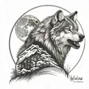 wolf howling wolf and moon tattoo design idea