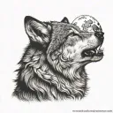wolf howling wolf and moon tattoo design idea
