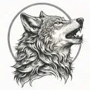 wolf howling wolf and moon tattoo design idea
