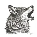 wolf howling wolf and moon tattoo design idea